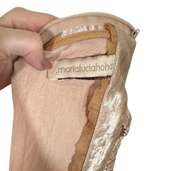 Maria Lucia Hohan Adah Pink Tehno Satin Silk Ruched Mermaid Midi Dress Gown - Picture 10 of 14